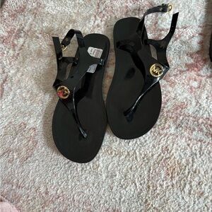 Michael Kors Black and Gold Sandals Minimalist Design
